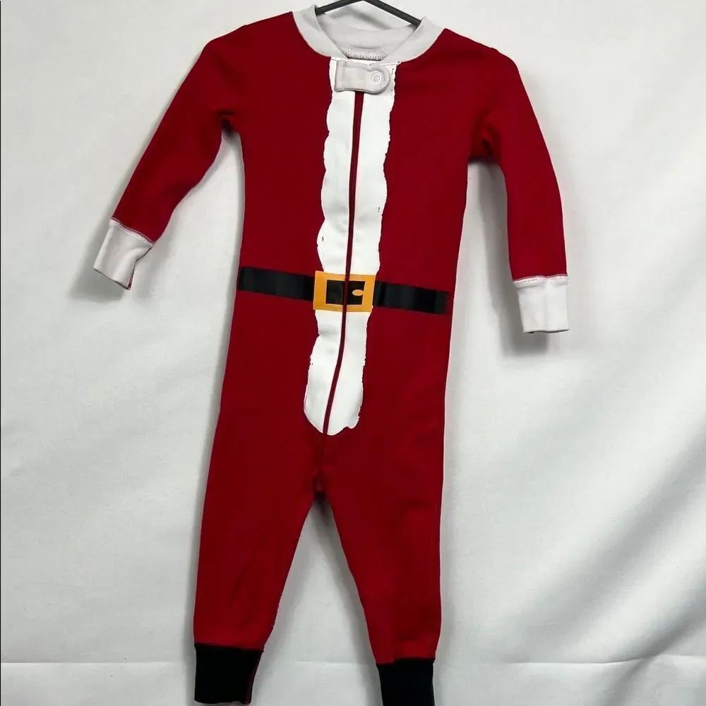 Hanna Andersson red and white one piece Santa Claus zipper sleep play size 18-24